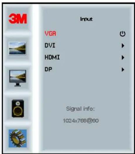 3M Input VGR DVI HDMI DP Signal info: 1024x768@60