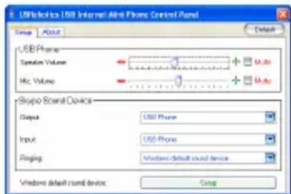 US ROBOTICS USB Internet Mini Phone 9602 - Audio settings Internet Mini Phone utility settings - 1