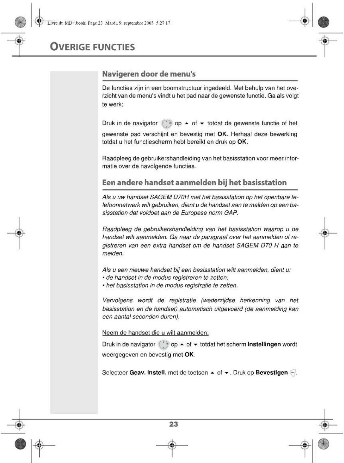 SAGEM D80V2 - Het adresboek deels of geheel overbrennen\ aar een andere handset - 9