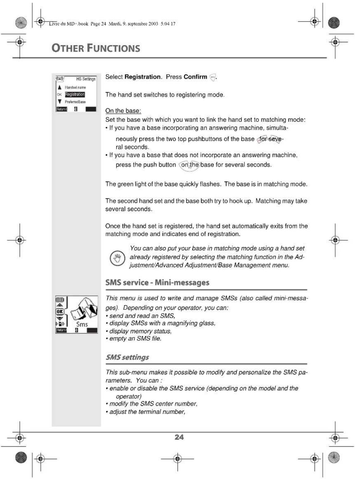 SAGEM D80V2 - Transferring a part of or the entire phonebook to another handset - 10