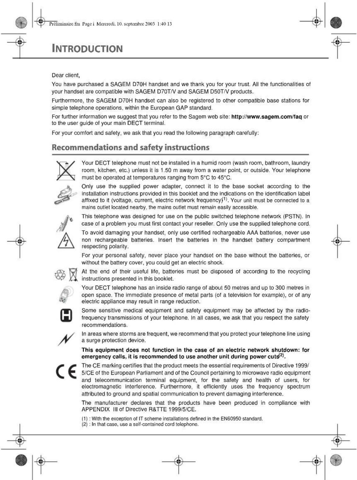 SAGEM D80V2 - Ce livre utiliseur est imprimé sur un papier recyclé. - 4