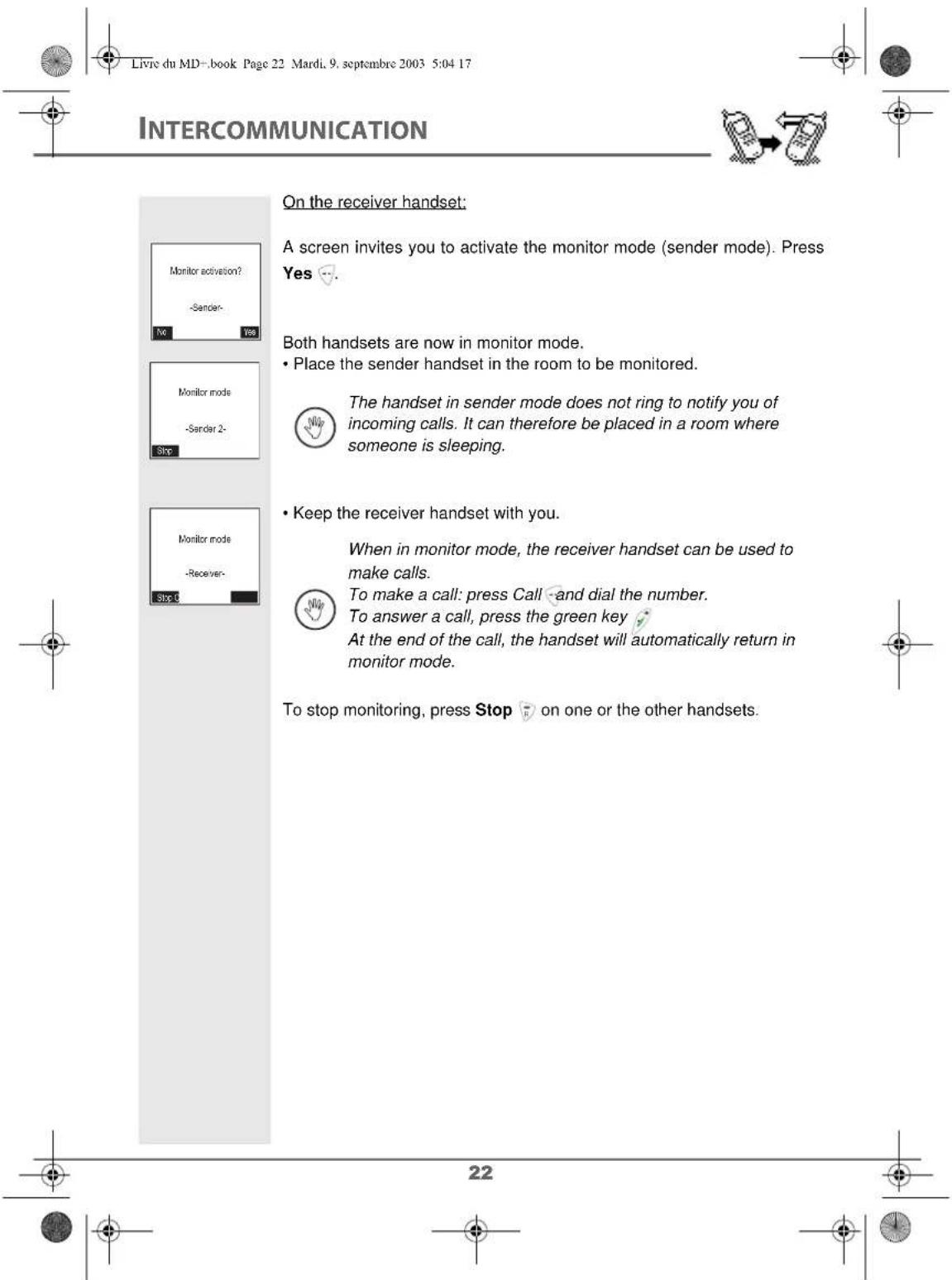 SAGEM D80V2 - Transferring a part of or the entire phonebook to another handset - 8