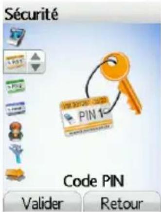 Sécurité PIN 1 Code PIN Valider Retour