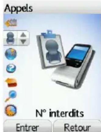 Appels N° interdits Entrer Retour