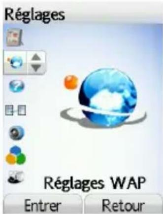Réglages Réglages WAP Entrer Retour