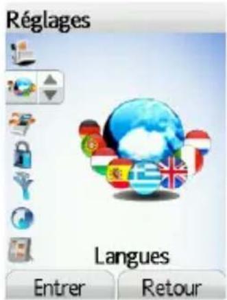Réglages Langues Entrer Retour