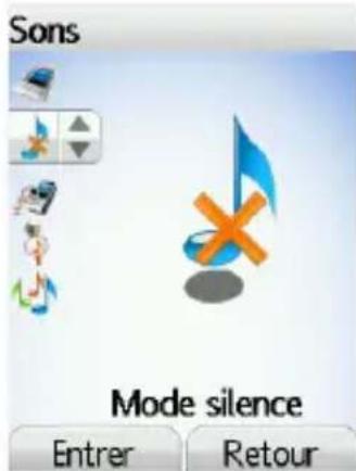 Sons Mode silence Entrer Retour