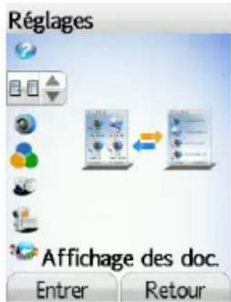 Réglages Affichage des doc. Entrer Retour
