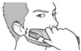 PANASONIC GD50 - Place the blade horizontally against the skin and towards the beard line trim slowly. - 1