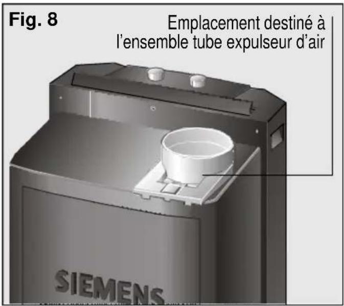 Fig. 8 Emplacement destiné à l'ensemble tube expulseur d'air SIEMENS