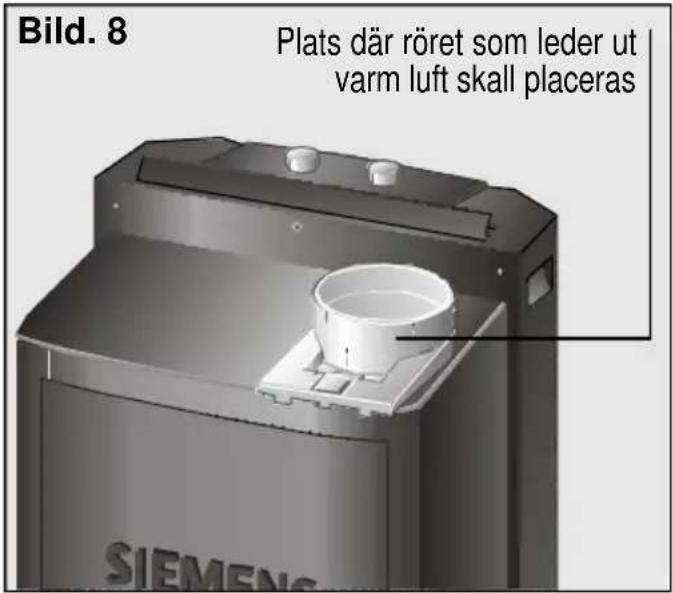 Bild. 8 Plats där röret som leder ut varm luft skall placeras SIEMENS
