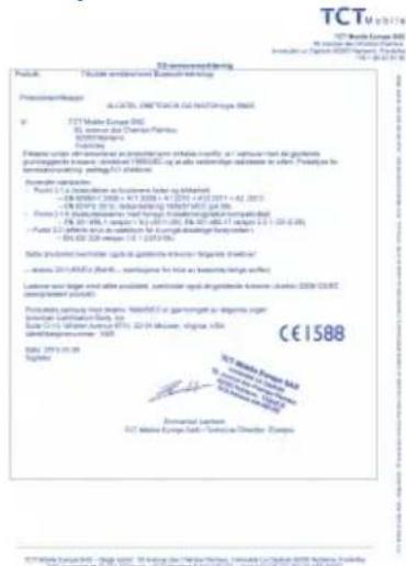 ALCATEL One Touch Go Watch SM03 - ALCATEL ONETOUCH SM03 Bluetooth Declaration ID D024873 - 1