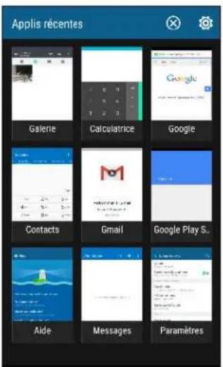 Applis récentes Galerie Calculatrice Google Contacts Gmail Google Play S.. Aide Messages Paramètres