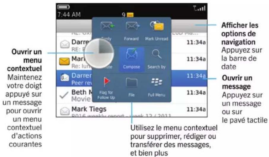 BLACKBERRY Bold 9930 - Les messages : aperçu - 1