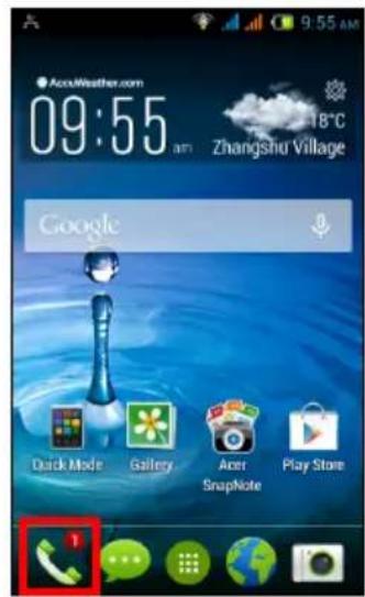 ACER Liquid Z4 Duo - Afficher les appels manqués - 2