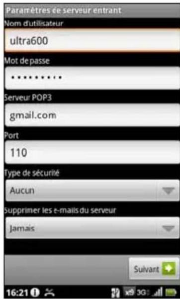 ACER Liquid MT - Configurer le courrier électronique - 1
