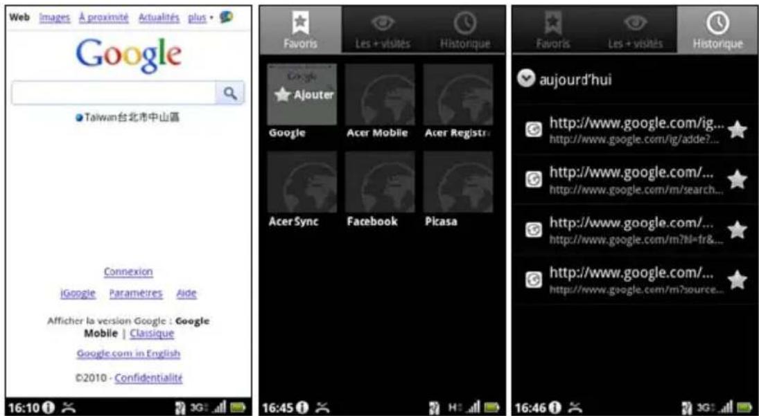ACER Liquid MT - Utiliser le navigateur - 1