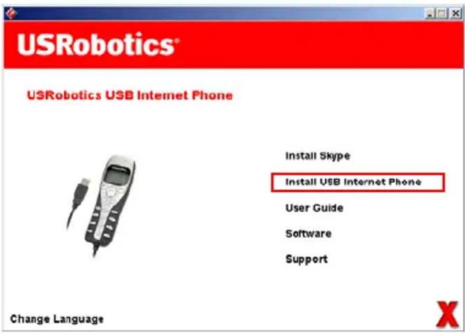US ROBOTICS USB Internet Phone 9601 - Select Install USB Internet Phone. - 1