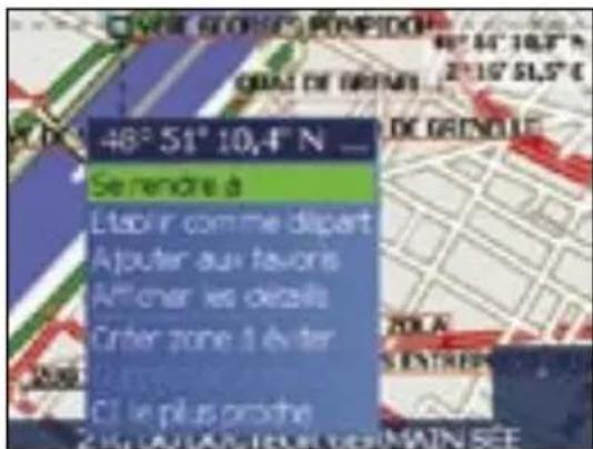 SONY GPX5 - Menu contextuel de l'écran carte en 2D - 1