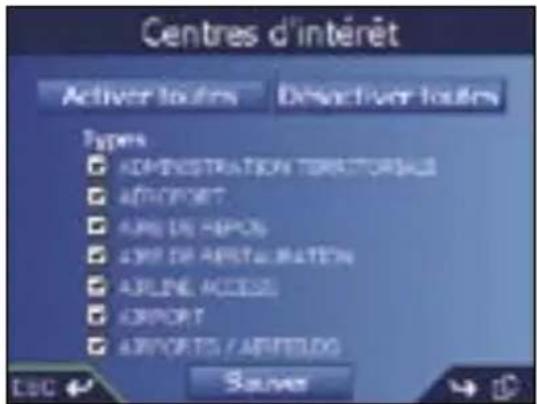 SONY GPX5 - Préférences de la carte - centres d’intérêt (CI) - 1