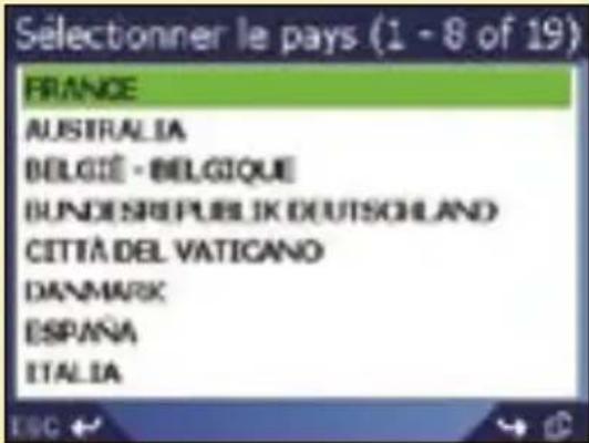 SONY GPX5 - Deuxième étape : choix du pays de destination - 1