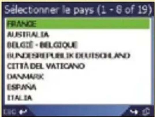 SONY GPX5 - Deuxième étape : sélectionner le pays qui correspond à votre point de destination - 1