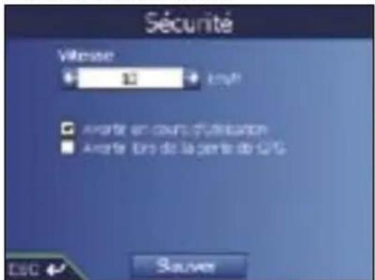SONY GPX5 - Préférences d'alarmes - vitesse et signaux GPS - 1