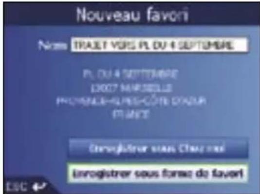 SONY GPX5 - Enregistrement d'un favori à partir de l'écran carte en 2D - 2