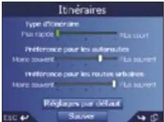 SONY GPX5 - Préférences d'itinéraire - 1