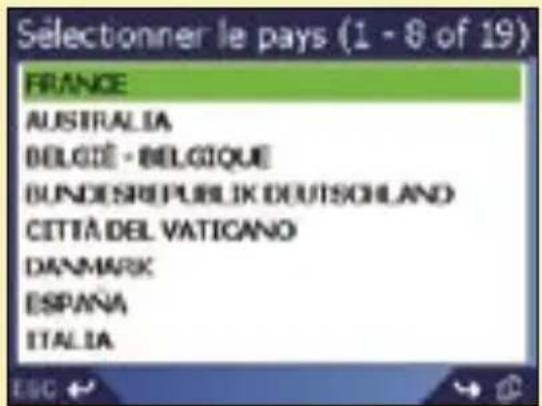 SONY GPX5 - Deuxième étape : choix du pays de destination - 1