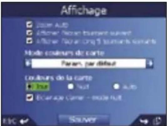 SONY GPX5 - Préférences de la carte - paramètres d'affichage - 1