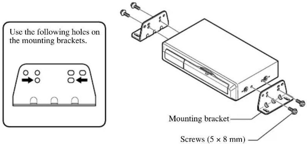 Use the following holes on the mounting brackets. Mounting bracket Screws (5 × 8 mm)