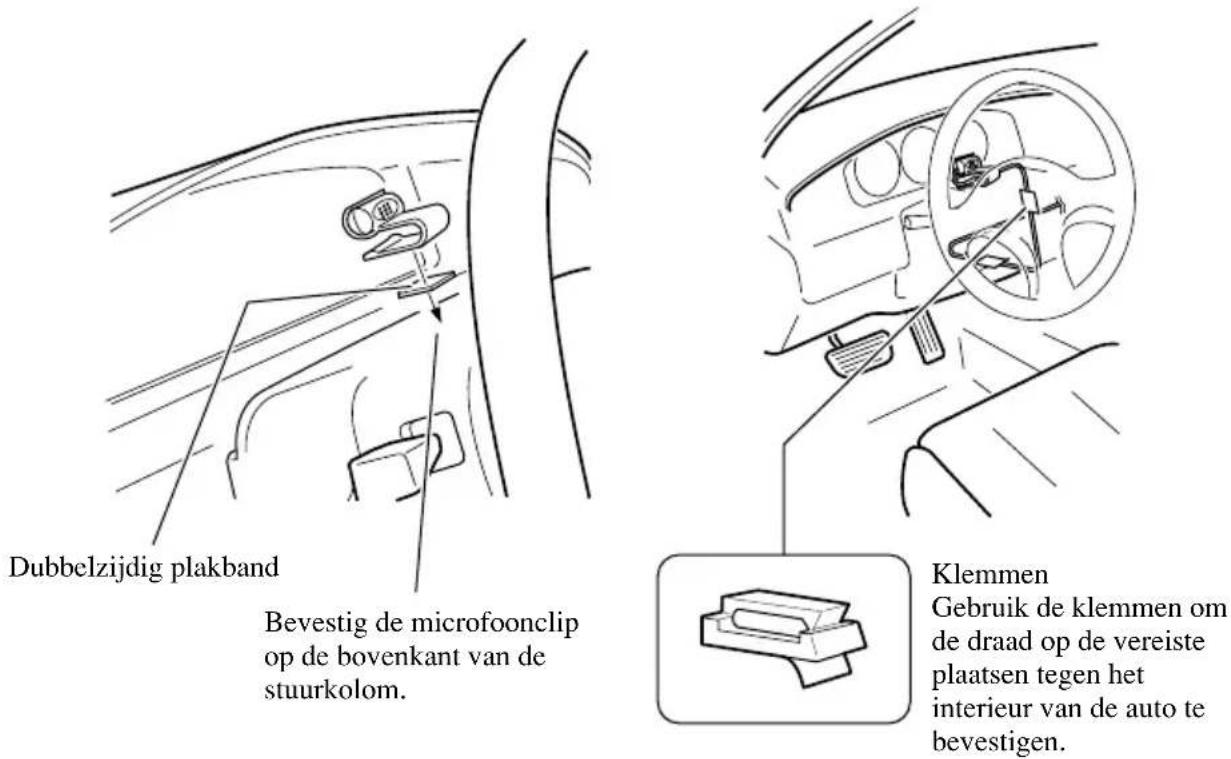 PIONEER AVIC505 - Bevestig de microfoonclip op de stuurkolom. - 1