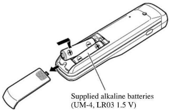 Supplied alkaline batteries (UM-4, LR03 1.5 V)