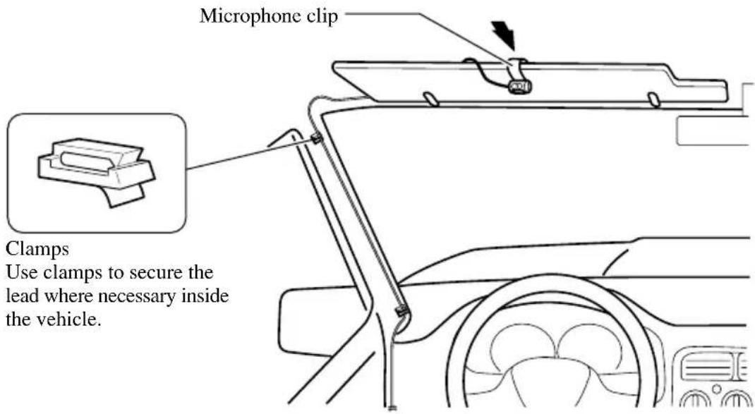 Microphone clip Clamps Use clamps to secure the lead where necessary inside the vehicle.