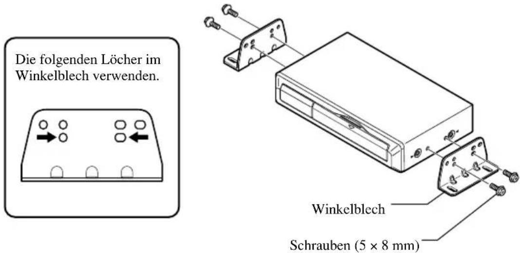 Die folgenden Löcher im Winkelblech verwenden. Winkelblech Schrauben (5 × 8 mm)