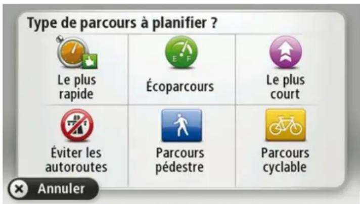 TOMTOM Via 260 - Sélectionner un type de parcours - 1