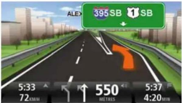 TOMTOM Sony XNV Navigation Module - Utiliser le guidage sur changement de voie - 1