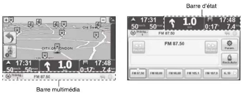 TOMTOM Mazda NVASD8110 Live - Changement entre l'écran navigation/audio - 1