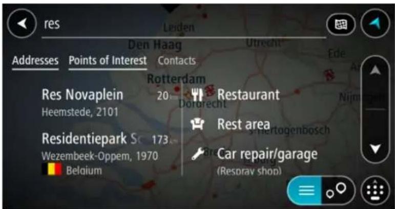 TOMTOM GO Mobile app Android - Planifier un parcours avec un point d'intérêt à l'aide de la fonction de recherche - 3
