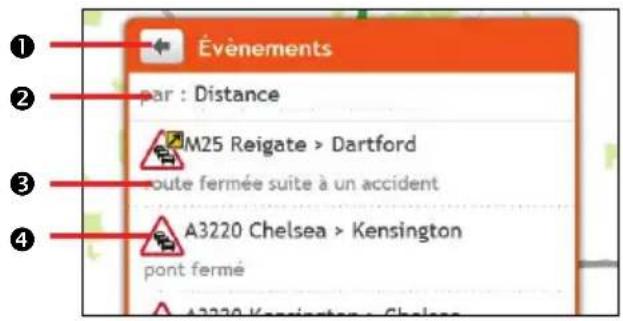 MIO Moov Spirit V 735 - Comment faire pour afficher la liste de tous les évènements sur mon itinéraire ? - 1