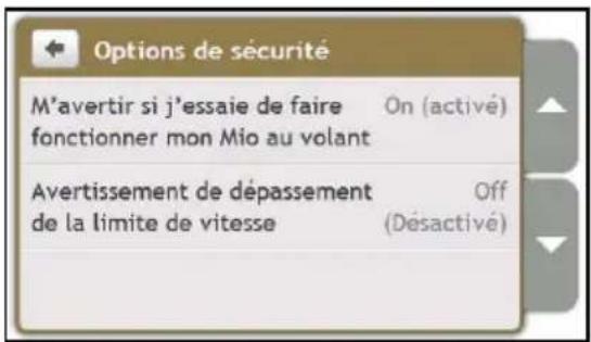 MIO Moov Spirit V 735 - Options de sécurité - 1