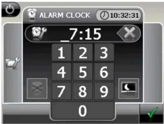 ALARM CLOCK 10:32:31 7:15 1 2 3 4 5 6 7 8 9 0