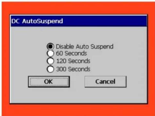 DC AutoSuspend Disable Auto Suspend 60 Seconds 120 Seconds 300 Seconds OK Cancel