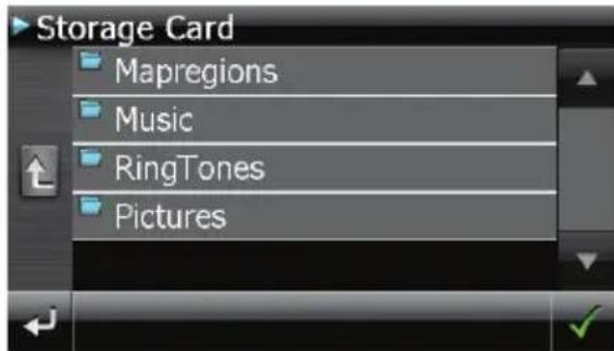 Storage Card Mapregions Music RingTones Pictures
