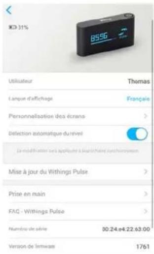 WITHINGS Pulse iOS - Changer la langue - 2