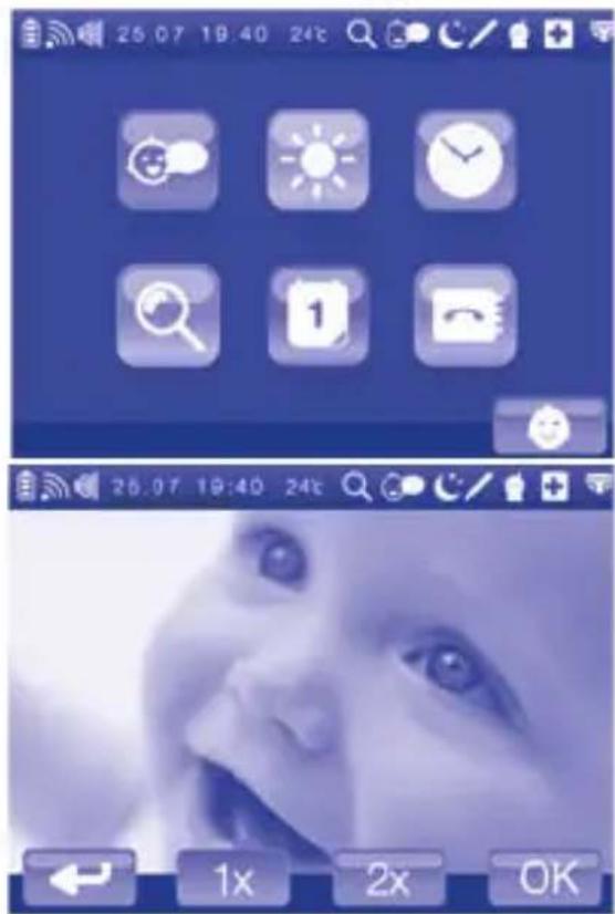 CHICCO Top Digital Video Baby Monitor - De helderheid van het display van de ouderunit afstellen - 3