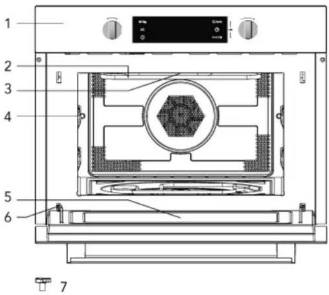 INDESIT MWI 424 - Noms des pièces et accessoires du four - 1