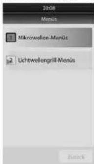 CASO MLG 23 Touch - Menus Hauptmenus /Mikrowellen-Menus - 1