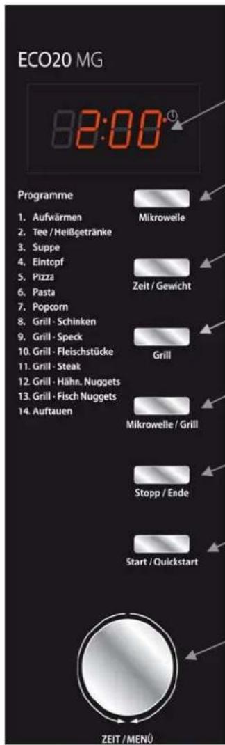 CASO ECO 20 MG - Bedienelemente und Anzeige - 1